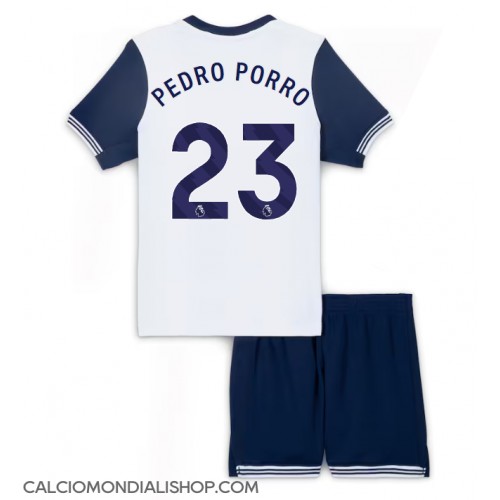 Maglie da calcio Tottenham Hotspur Pedro Porro #23 Prima Maglia Bambino 2024-25 Manica Corta (+ Pantaloni corti)